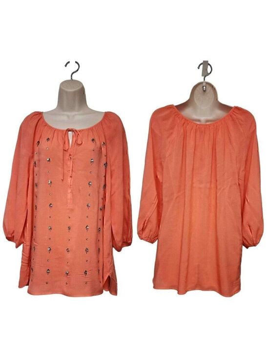 jcpenney Tops - JCP JPPenny Round Neck Semi-Sheer Embellished Long Balloon Sleeve Color …